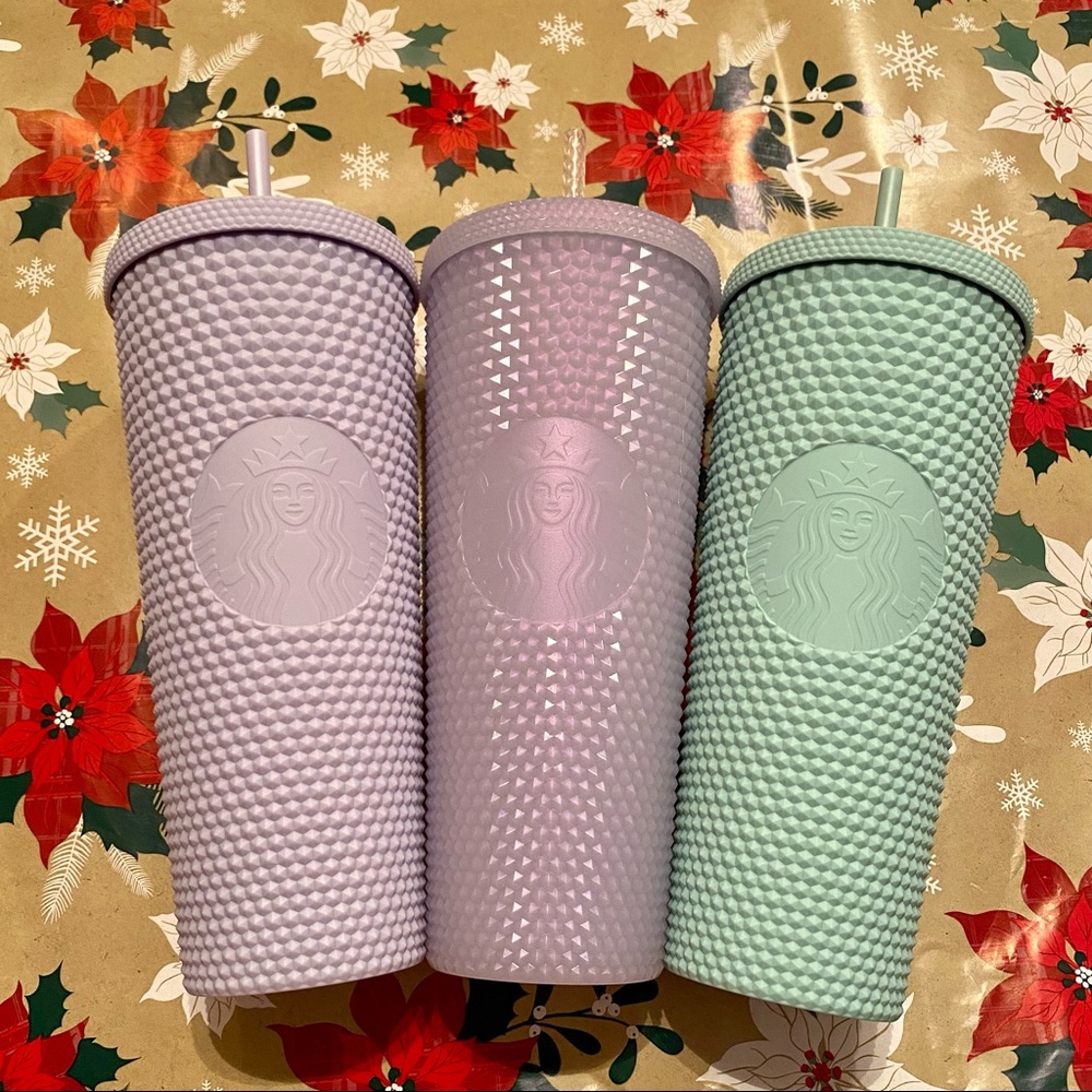 Starbucks Holiday 2021 Studded Tumblers Matte Lilac & Mint Green Icy Lilac NWT